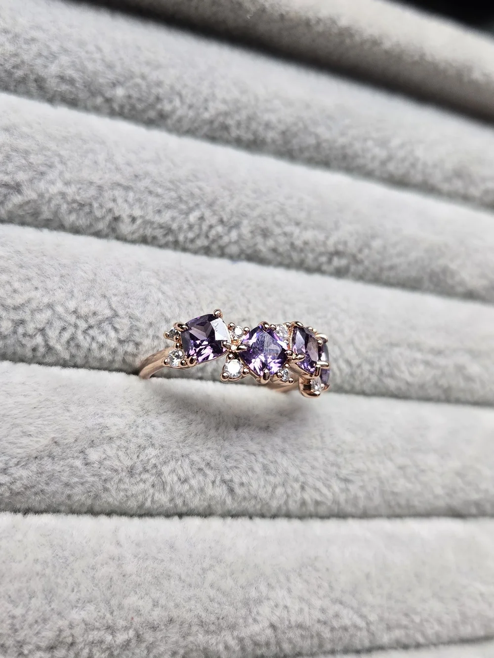 Size 8 Amethyst Rose Gold Plated Bomb Party Ring February
